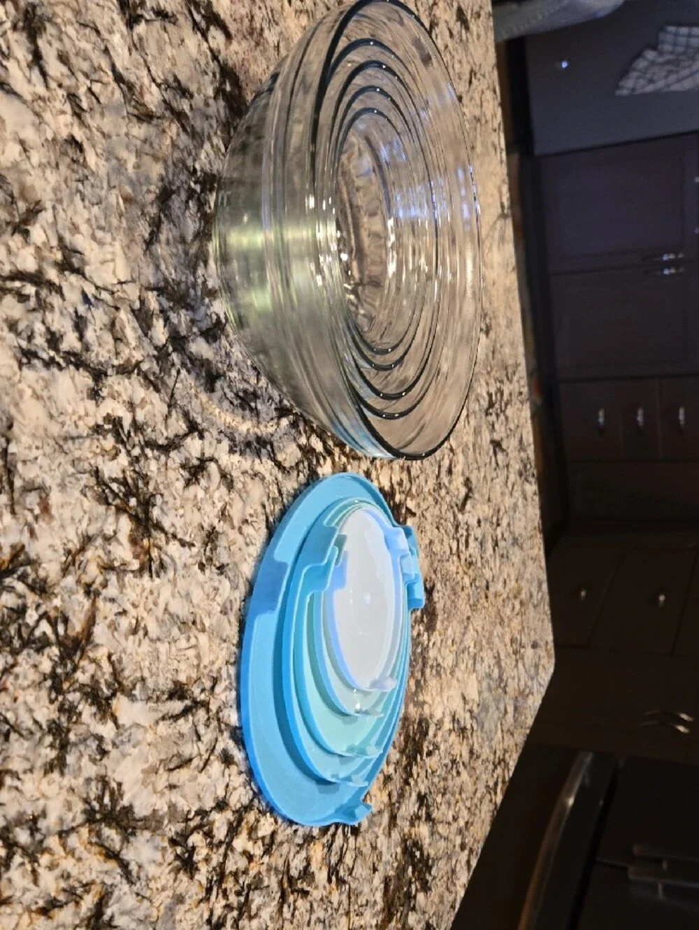 Glass Mixing Bowl Set with Light Blue Lids - 5-Piece